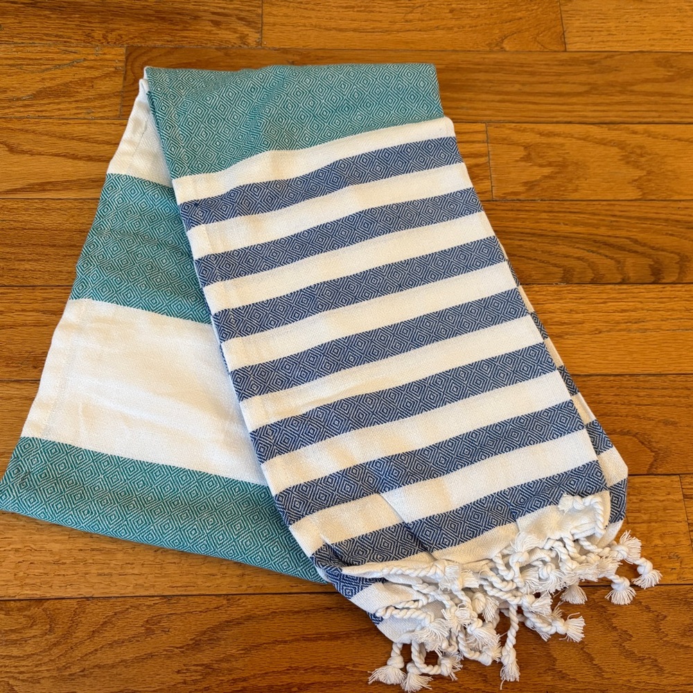 Striped Blue and White Lane Linen Beach Towel